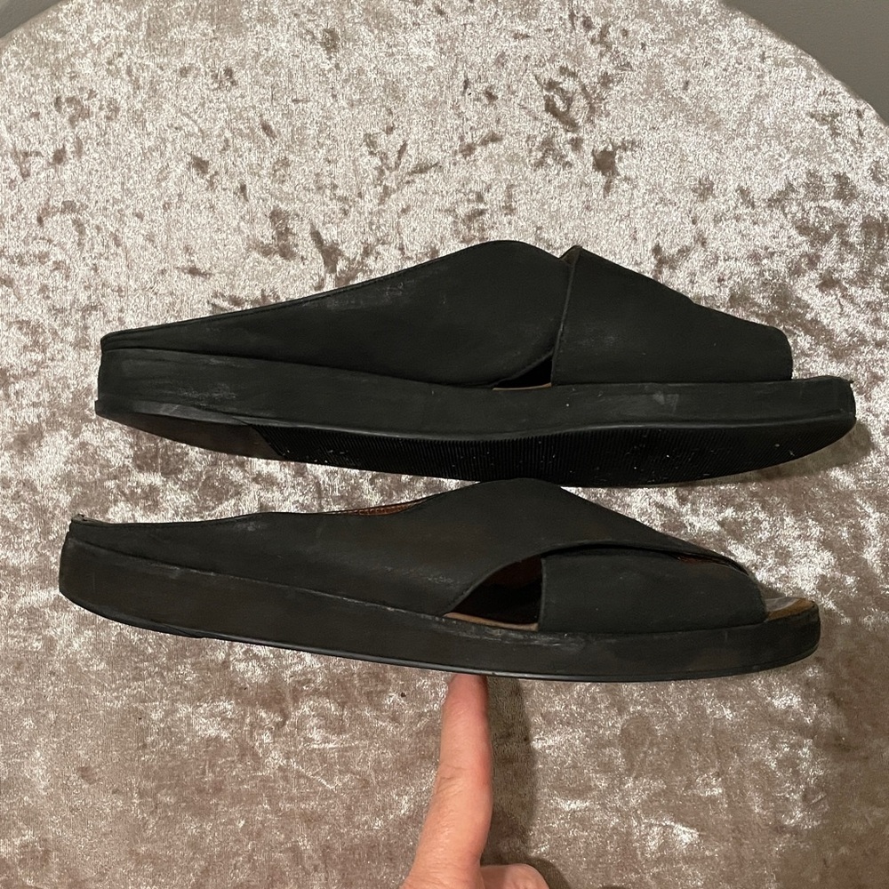 COLE HAAN Black Leather Slide Sandals - Picture 2 of 6